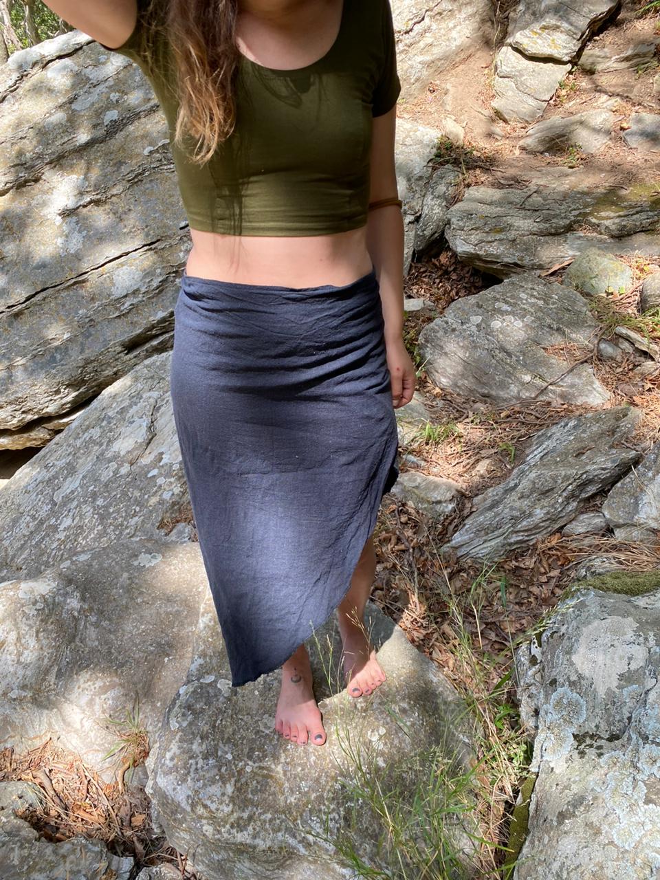 Black organic cotton long skirt