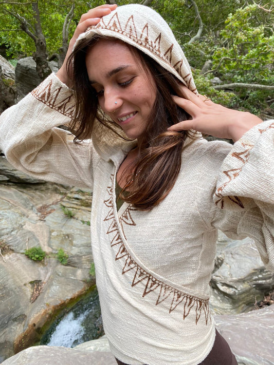 Beige organic cotton hoodie